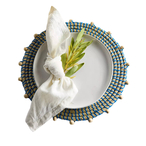 Colorful Seagrass Placemat with Beads New Retro Style Bohemian Handwoven Natural Woven <b>Table</b> <b>Mat</b> Round Placemat - Product Image 3