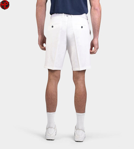 Shorts de golf pour hommes en toile blanche unie, avec logo frontal, plissés, décontractés, séchage rapide, respirants, taille mi-haute, pour sports de plein air - Product Image 4