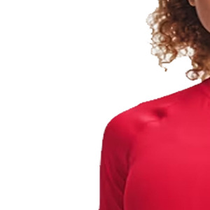 T-shirt de compression personnalisé pour femme, rouge, à manches longues, séchage rapide, coupe ajustée, col rond, haut sportif en polyester tricoté - Product Image 5