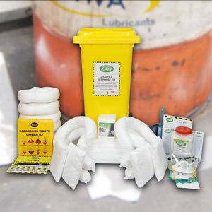 120L Oil Spill Kit Bin Heavy Duty Container Oil Absorbent Pads Socks Spill Control Emergency Factory Warehouse Workshop Made - Product Image 1