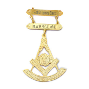 Juwel de poitrine de maître franc-maçon de la Loge Bleue, plaqué or, insignes d'officier de la franc-maçonnerie avec lettre G, fabrication sur mesure - Product Image 2