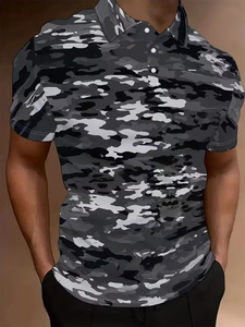 Men's Short-Sleeve for Shirt Enzyme Wash Striped Pattern 100% Cotton Anti-Wrinkle Casual Gray White Stylish Easy - Product Image 3
