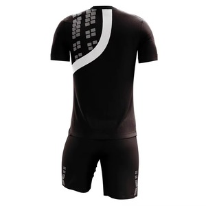 Men's Black Sublimated Soccer Jersey Set Short Sleeve Crew Neck Fitted Moisture Wicking Breathable All Seasons <b>Athletic</b> Wear - Product Image 2