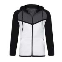 Sweat-shirt à capuche zippé pour homme, color block, manches longues, décontracté, respirant, en polyester et coton, haut de survêtement, pour l'automne, vente en gros