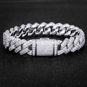 Pulsera de eslabones cubanos de lujo con diamantes cultivados en laboratorio, cadena de eslabones tipo Curb original chapada en oro, cierre de caja micro pavé, joyería para hombre al por mayor - Product Image 4