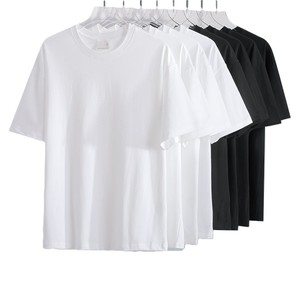 OEM Customized Logo Embroidery 180G Pure Cotton <b>Mens</b> Loose Fit Solid Color Casual Summer Crew Neck Short Sleeve T <b>Shirt</b> - Product Image 1