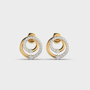 IGI Certified Lab Grown Diamond Double Circle Halo Stud Earrings 14K Yellow / White / Rose Gold Modern <b>Drop</b> Style Earrings - Product Image 6