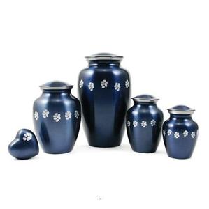 Blue Aluminum Pet <b>Urn</b> Memorial Cremation Keepsake <b>Urn</b> Paw Print Ash Cremation <b>Urn</b> for <b>Cats</b> Dogs - Product Image 1