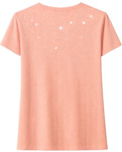 Camiseta de Algodón Personalizada para Mujer con Estampado de Estrella de Diamantes de Imitación, Manga Corta, Cuello Redondo, Top Casual de Moda para Mujer, Diseño OEM Personalizado - Product Image 5