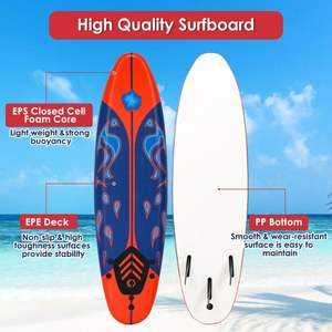 Tabla de surf de 6 pies con 3 aletas desmontables para surfear - Product Image 4