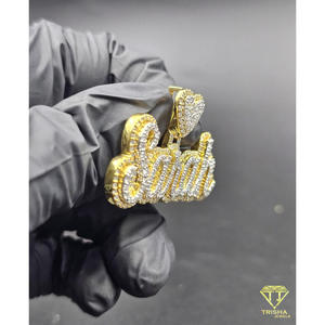 Custom "SARAH" <b>Name</b> Pendant Heart Iced Out Hip Hop Necklace Gold Bling Moissanite Diamond <b>Chain</b> Jewelry Gift - Product Image 3