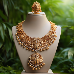 Krishna Radha Temple Necklace Set-Fashion Jewelry - Product Image 3