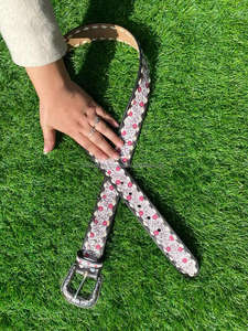 เข็มขัดหนังแท้ลายดอกไม้สำหรับผู้หญิงเข็มขัดหนังแท้ลายดอกไม้หรูหราแบรนด์ดัง - Product Image 3