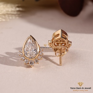 ต่างหูแบบติดหูทรงลูกแพร์ครึ่งวงกลม 2 TCW สำหรับผู้หญิง ทองคำแท้ 14K สี D ความใส VVS2 เพชร CVD ที่เพาะเลี้ยงในห้องปฏิบัติการ ได้รับการรับรองจาก IGI - Product Image 3