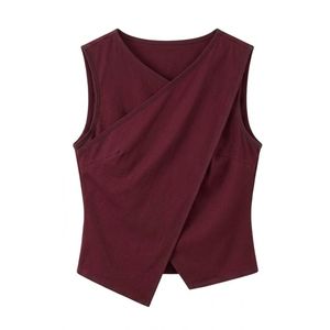 Custom <b>Red</b> Gingham Women's Sleeveless <b>Blouse</b> Ruffle Neck Gathered Hem Vintage Checkered Summer Casual Top - Product Image 5