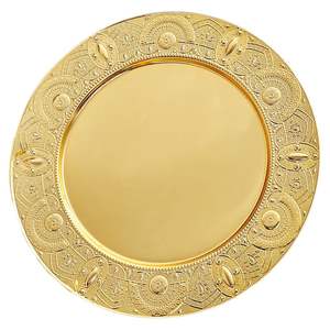 Plateau rond en métal doré de luxe fait main, plateau de service, centre de table pour mariage, hôtel, présentoir, décoration pour la maison, hôtel, restaurant - Product Image 5