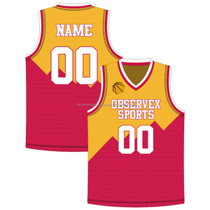 Jersey Basket Sublimasi OEM Cetak Warna Retro Desain Remaja Logo Kustom Seragam Basket Bolak-Balik - Product Image 1