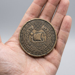 Pièce de monnaie commémorative médiévale viking OEM |   Laiton antique gravé sur mesure en alliage de zinc |   Reproductions de souvenirs historiques en gros - Product Image 2