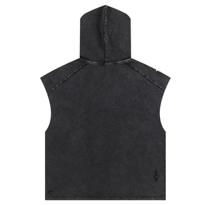 Camiseta sin mangas de poliéster de secado rápido para hombre, de alta calidad, estilo hip hop vintage, corte holgado, diseño frontal con empalmes desgastados - Product Image 2