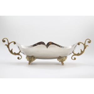 Bol moderne en métal de luxe avec bords ondulés et base noire pour le service des aliments et une utilisation décorative, accessoires de cuisine pour la maison et l'hôtel - Product Image 3