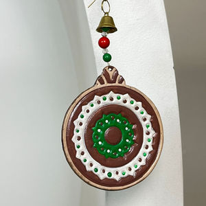 Real Handmade <b>Leather</b> Christmas Ornament <b>Tooled</b> <b>Leather</b> Christmas Round Shape Hanging Decoration Home Christmas Tree Ornaments - Product Image 4