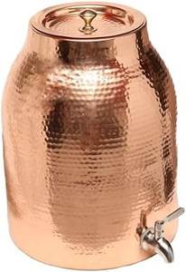 Distributeur d'eau en cuivre pur avec robinet sur pied et 2 verres, réservoir d'eau en cuivre martelé de 5 litres, sans BPA, antirouille, pour eau potable - Product Image 3