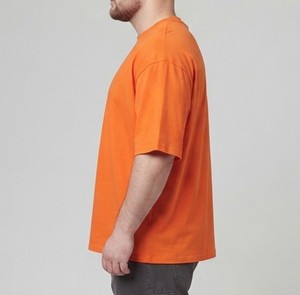 T-shirt décontracté pour homme, coupe ample, col rond, manches courtes, orange, 100 % coton jersey, couleur unie, style classique - Product Image 5