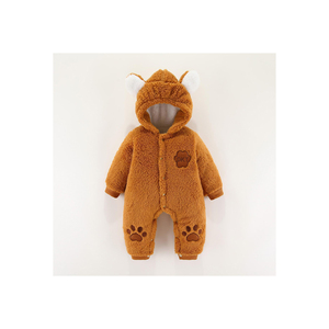 Combinaison à capuche en fausse fourrure avec oreilles et pattes d'ours, vêtements d'hiver pour bébés, sweat à capuche en fausse fourrure avec appliques de pattes d'ours, combinaison avec appliques de pattes - Product Image 1