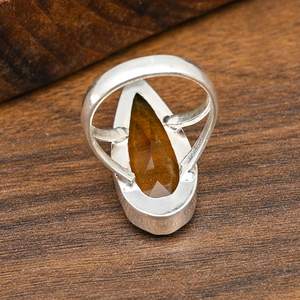 Bague en topaze miel, argent sterling 925, faite à la main, magnifique bague en pierres précieuses, bijoux bohèmes, cadeau de Noël pour femme - Product Image 5