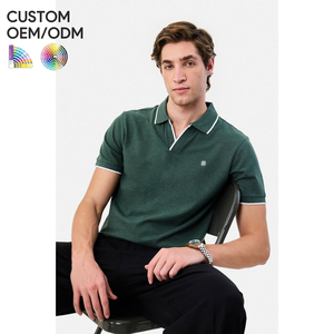 Mens 100% Cotton Solid Casual Short Sleeve OEM ODM Support Front Logo Breathable Knitted for <b>Shirt</b> Customized Color & Design - Product Image 1