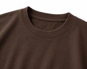 Men's Oversized Solid Color Regular Sleeve O-Neck Casual <b>T</b>-<b>Shirt</b> Brown Canvas Fabric 100% Cotton Breathable Eco-Friendly - Product Image 4