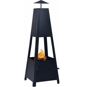 Chimenea <span class=keywords><strong>Exterior</strong></span> Multifuncional Moderna en Oferta, Chimenea <span class=keywords><strong>de</strong></span> <span class=keywords><strong>Leña</strong></span> con Construcción <span class=keywords><strong>de</strong></span> Acero al Carbono, Acabado Negro para Uso en el Patio Trasero - Product Image 1