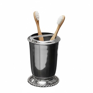 Modern Stainless Steel Countertop <b>Toothbrush</b> <b>Holder</b> Stand Bathroom Organizer Metal Rustproof Design For Bamboo <b>Toothbrushes</b> - Product Image 5