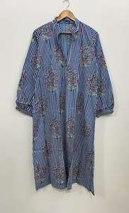 ชุดเดรสผ้าฝ้ายทำมือ ลายดอกไม้สีฟ้า แขนยาว - Product Image 6