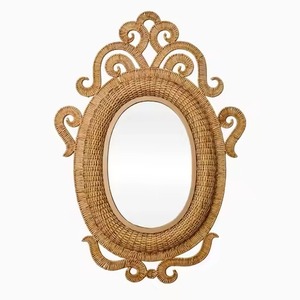 Handmade <b>Rattan</b> Oval Wall Mirror Bohemian Decorative <b>Framed</b> Design - Product Image 1