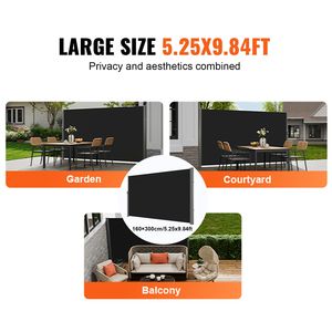 Tenda da Sole Retrattile in Alluminio per Patio 63FT X 118FT con Telo in Poliestere Impermeabile da 280g e Materiale PC - Product Image 6