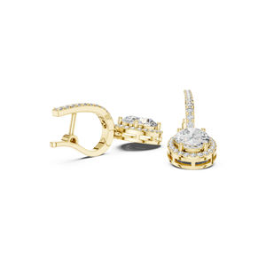 Pendientes de compromiso de oro amarillo de 14 quilates con diamantes cultivados en laboratorio, redondos y ovalados, para mujer |   Diamante Cultivado Nuevo - Product Image 6