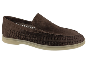 Mocasines de Gamuza para Hombre, Punta Redonda, Entresuela Acolchada de EVA, Suela de Goma, Color Marrón Sólido, para Todas las Temporadas - Product Image 1