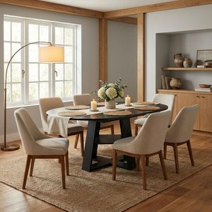 Tavolo da Pranzo Ovale Moderno per Cucina, 110-150 cm, Base in Legno Estensibile con Pannelli Rimovibili, Salvaspazio per 4-8 Persone - Product Image 5
