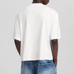T-shirt en coton blanc pour homme de haute qualité, manches courtes, col rond, coupe classique, jersey tricoté, couleur unie, vente en ligne - Product Image 2