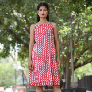 Vestido Midi de Algodón Hecho a Mano en India, sin Mangas, con Estampado Geométrico, para Mujer, Ecológico, para Fiestas de Verano en la Playa, Regalo Personalizado - Product Image 1