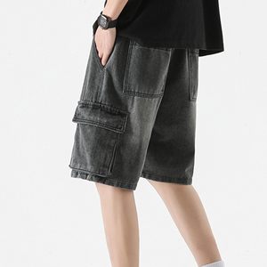 Pantalones Cortos Cargo para Hombre, Color Sólido, Cintura con Cordón, Algodón, Estilo Casual, con Bolsillos, Diseño Transpirable - Product Image 4
