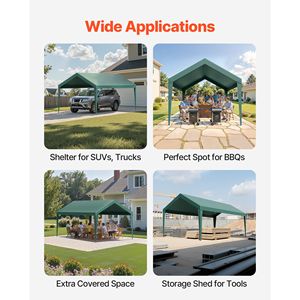 Telo di Ricambio per Tettoia Auto/Camion 10x20ft, Tenda Impermeabile Anti-UV Resistente per Riparo Veicoli, Uso Gravoso - Product Image 6