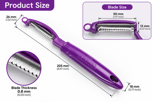 Éplucheur à julienne JAYA MATA JM124 violet, lame pivotante en acier inoxydable, poignée ergonomique pour les légumes, les fruits en bandes et les zestes - Product Image 5