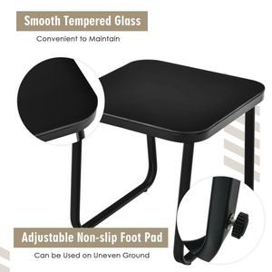 3-Piece Patio Bistro Furniture Set with Glass Top <b>Table</b> for <b>Garden</b> Deck - Product Image 6