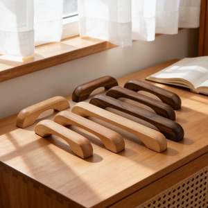 Sleek Modern Cabinet Hardware Natural Finish Wooden Pulls Premium <b>Walnut</b> Furniture Handles Wooden Interior Cabinet Accessories - Product Image 1