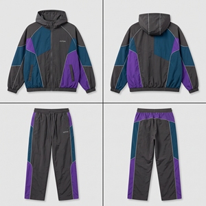 Conjunto Deportivo Cortavientos Color Block OEM de 3 Piezas: Chaqueta, Chaleco y Pantalones con Logotipo Personalizado - Product Image 3