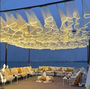 ม่านผ้าโปร่งสีขาวเงาหรูหรา LANJO ตกแต่งเพดานรูปหยดน้ำ พร้อมไฟประดับสำหรับงานแต่งงาน คริสต์มาส และงานอีเว้นท์ต่างๆ - Product Image 1