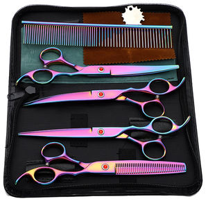 Kit de Tijeras de Peluquería Profesionales ZARNAB SURGICAL de Acero Inoxidable, Tijeras de Barbero con Mango Corto y Afilado, Peine de Doble Cara de 28 Dientes, Rojo - Product Image 1