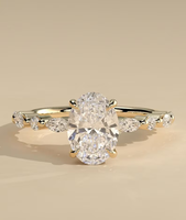 Bague de fiançailles en diamant de laboratoire ovale de 1,50 carat, couleur F, pureté VS1, or massif 14 carats, style halo caché, certifiée IGI, bijoux pour femmes
